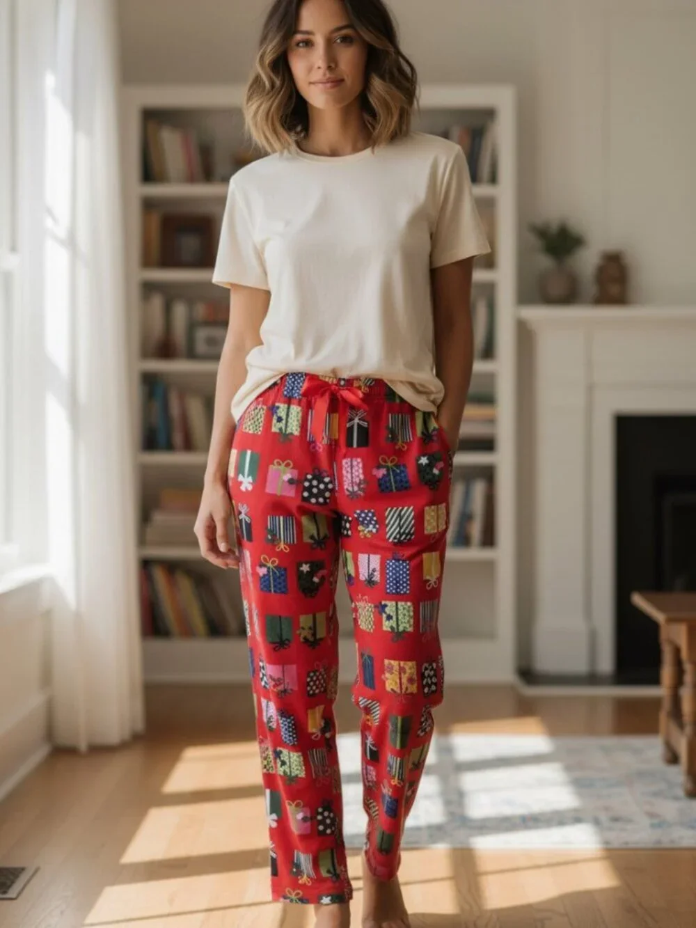 Old Navy Intimates cotton Pajama Pants Christmas Gift Print women's size XS
